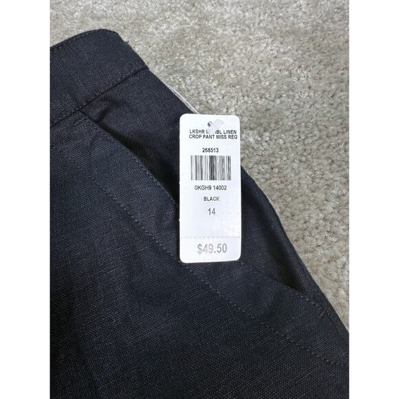 LL Bean Premium Linen Pants WIDE LEG Black Womens Sz 14 Beach NWT B608 - Picture 6 of 10